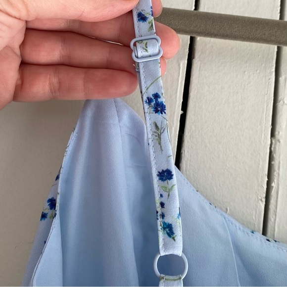 French Connection Kiva Crepe Tiered Mini Dress – Icy Blue Floral – Size 4 (NWT) - Picture 12 of 14